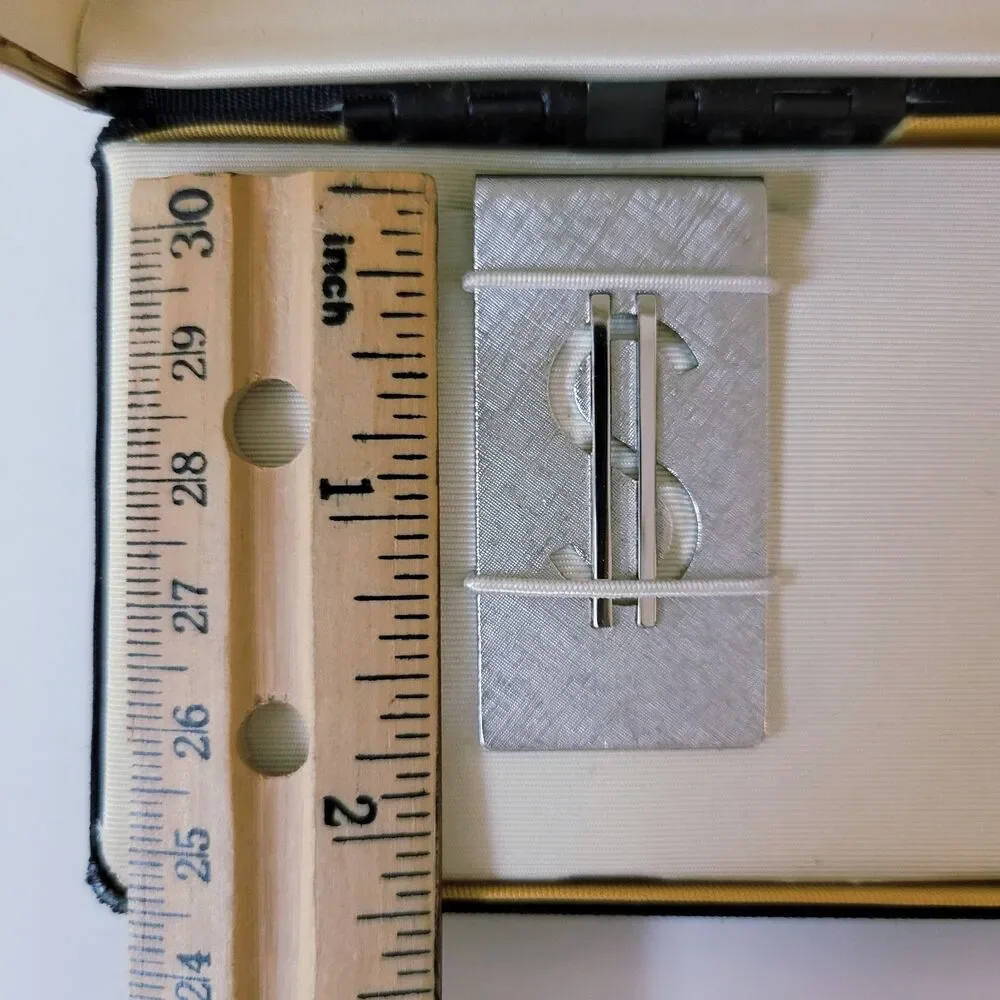 SWANK Silver-tone Money Clip Vintage Dollar Sign In Box